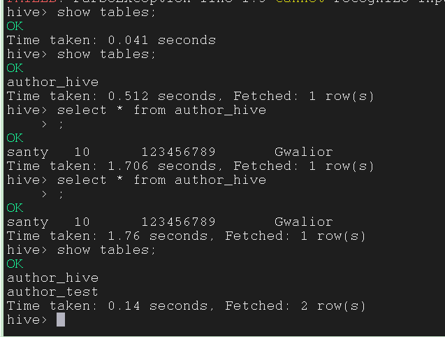 Hive 中检查成功