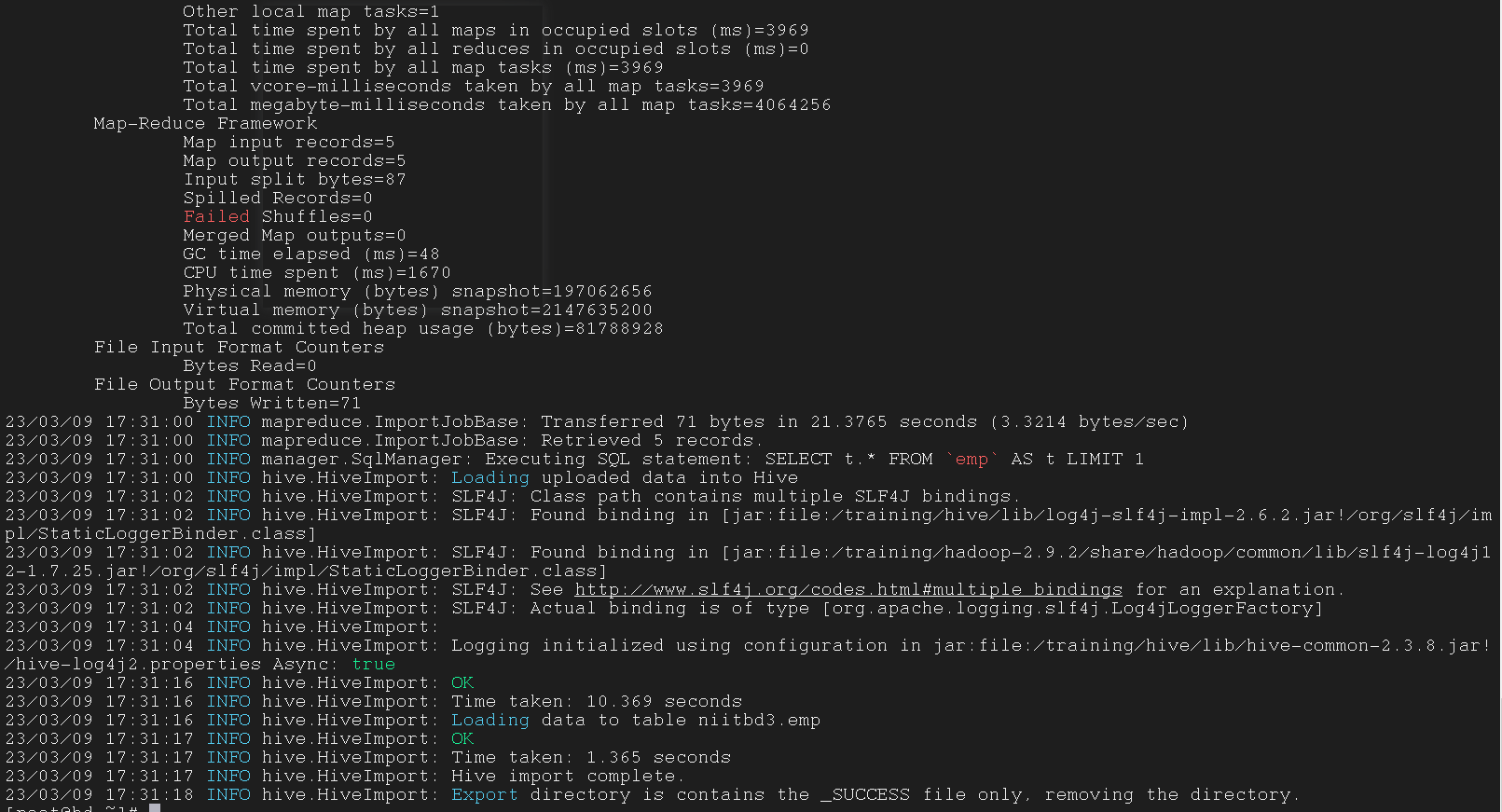 Sqoop 指令执行成功