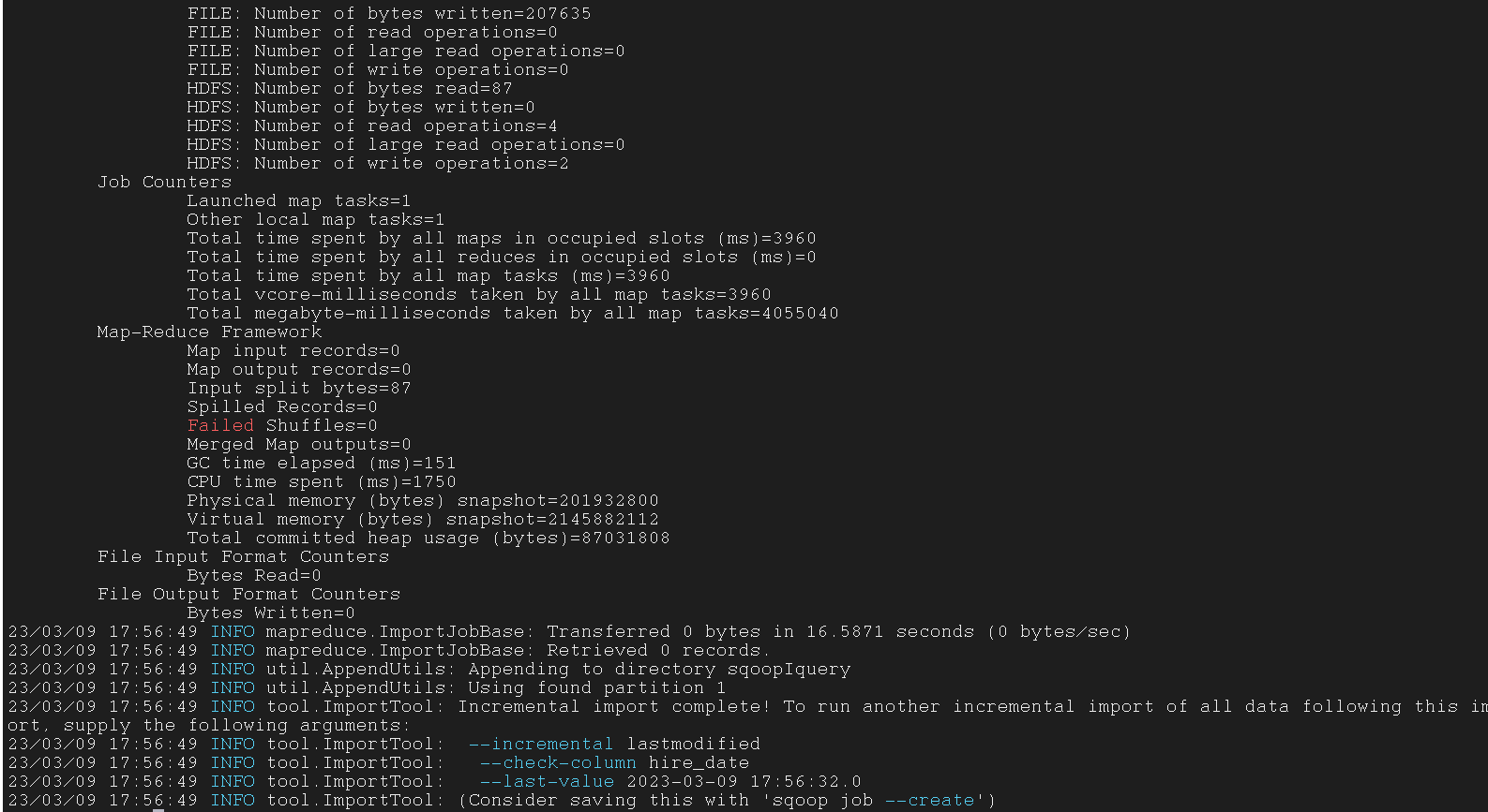 Sqoop 指令执行成功